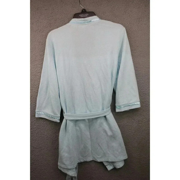 Coral Bay Women's Light Blue Robe-XL-Belted-Pockets-Satin Trim - Picture 9 of 10